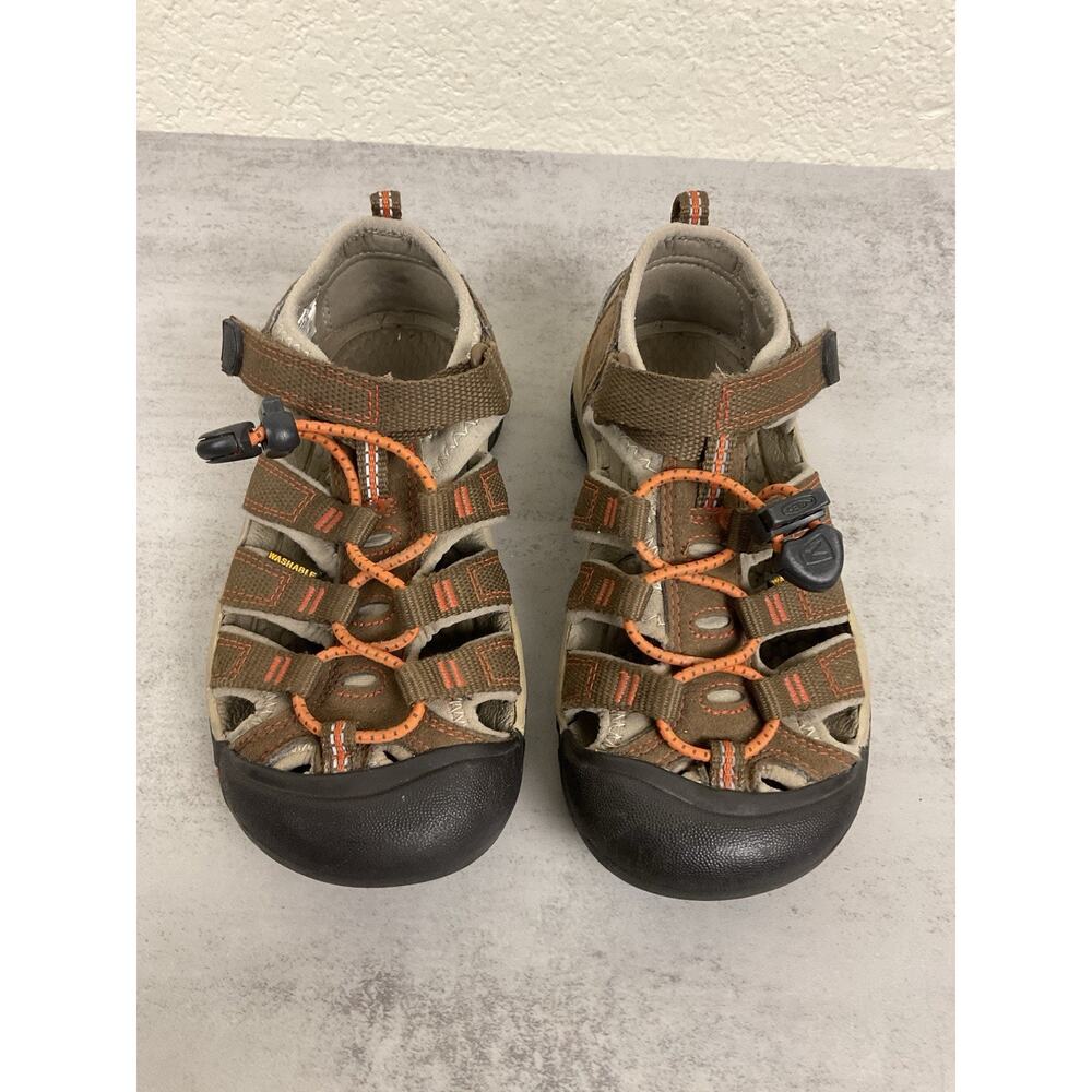 KEEN Kids Sport Sandals Size 12 Polyester Brown Orange Closed Toe Water
